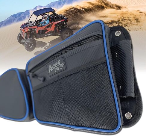 Door Bags Compatible with RZR 1000 Turbo S 900 - Side by Side Storage Accessories with Knee Pad (Sold as a pair) (Black, Front/2 Seat) in Saudi Arabia
