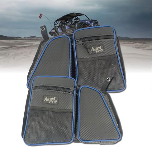 Door Bags Compatible with RZR 1000 Turbo S 900 - Side by Side Storage Accessories with Knee Pad (Sold as a pair) (Black, Front/2 Seat) in Saudi Arabia