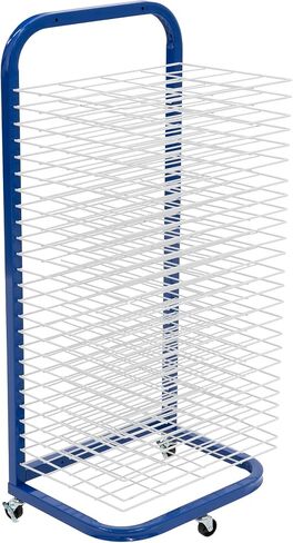 Pearington 25-Shelf Mobile/Wall Mountable Art Drying Rack for Art Studios & Classrooms, 13" D x 17.5" W x 39.4" H, Black/White in Saudi Arabia
