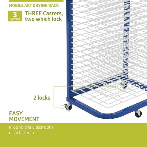 Pearington 25-Shelf Mobile/Wall Mountable Art Drying Rack for Art Studios & Classrooms, 13" D x 17.5" W x 39.4" H, Black/White in Saudi Arabia