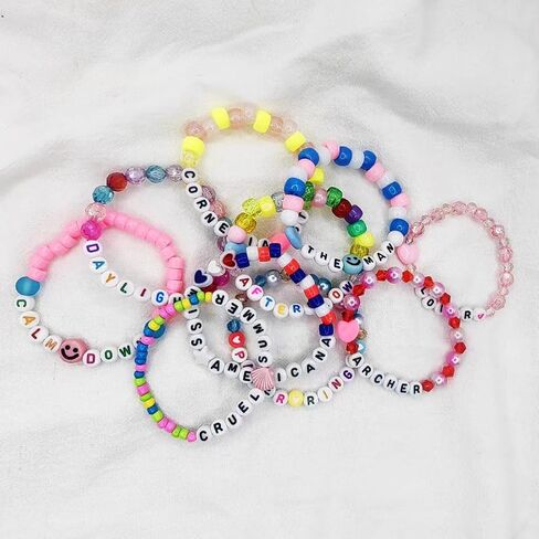 Friendship Bracelets, Inspired Bracelets 10pcs Colorful Charm Bracelets Beads for Fans, Handmade Preppy Bracelets for Patry Concert Jewelry Gifts in Saudi Arabia