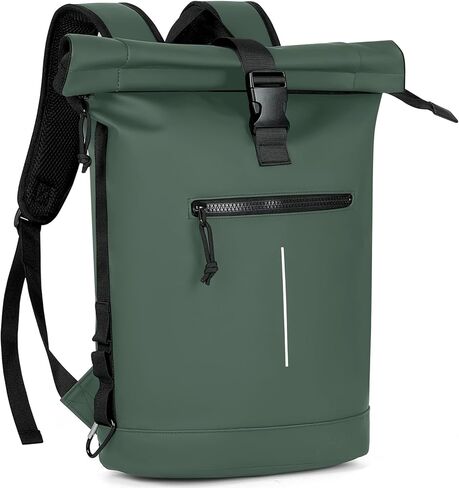 Rolltop Backpack Waterproof - 17 Inch Laptop Backpack with Compartments for Men & Women, Roll Up Travel Bag for Business,Work,Camping (Black) in Saudi Arabia