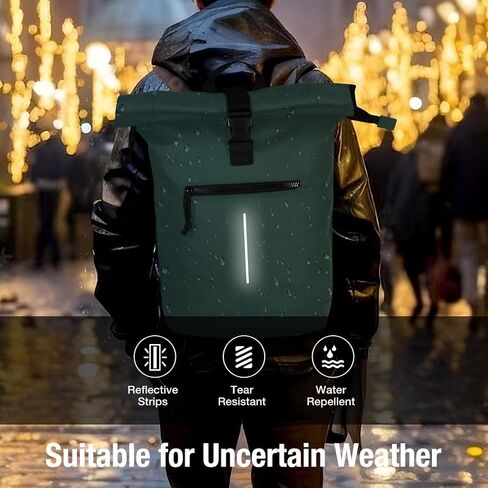 Rolltop Backpack Waterproof - 17 Inch Laptop Backpack with Compartments for Men & Women, Roll Up Travel Bag for Business,Work,Camping (Black) in Saudi Arabia