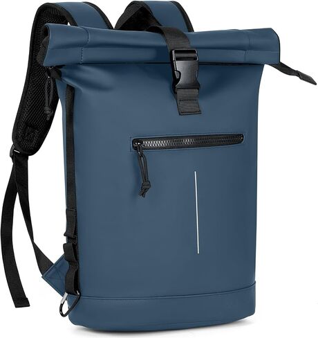 Rolltop Backpack Waterproof - 17 Inch Laptop Backpack with Compartments for Men & Women, Roll Up Travel Bag for Business,Work,Camping (Black) in Saudi Arabia