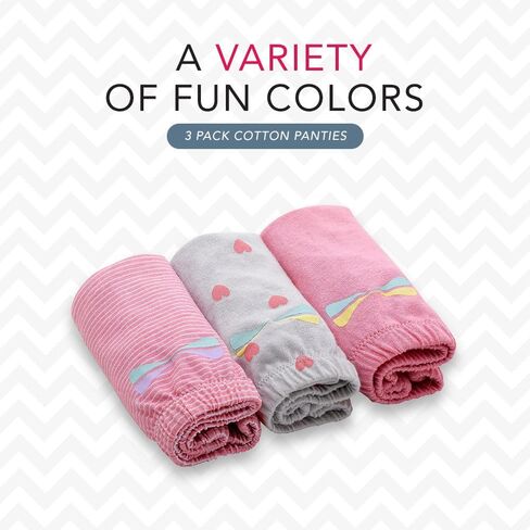 Kids' Cotton Underwear Panties 3-Pack - Soft, Full-Cut Briefs for Little and Teen Girls in Kuwait