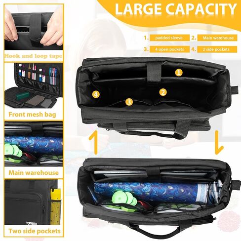 TORIBIO Carrying Bag for Diamond Painting Tools, Protective Case for Light Pad and Accessories, 19.3"x16.5"x6", Black, Bag Only in Kuwait