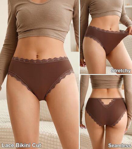 Eiggam Lace Underwear for Women Sexy Seamless Cheeky Underwear for Women Smooth Bikini Panties Stretch Women Underwear Pack in Saudi Arabia