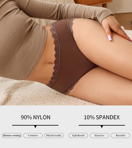 Eiggam Lace Underwear for Women Sexy Seamless Cheeky Underwear for Women Smooth Bikini Panties Stretch Women Underwear Pack in Saudi Arabia