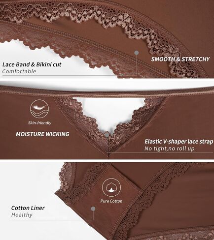 Eiggam Lace Underwear for Women Sexy Seamless Cheeky Underwear for Women Smooth Bikini Panties Stretch Women Underwear Pack in Saudi Arabia