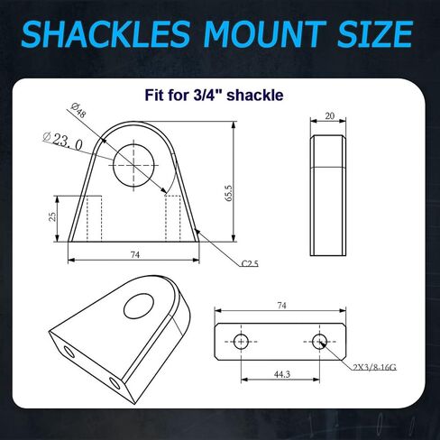 2 حزمة لحام/مسمار على الأغلال مع لوحة داعمة تناسب تكبل 3/4 بوصة أو مصد الشاحنة أو دلو الجرار in Kuwait