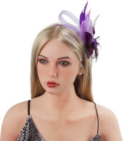 Floral Feather Headwear Organza Clip Fascinators Bride Bridesmaid Headwear Wedding Halloween Party Headband for Women in Saudi Arabia