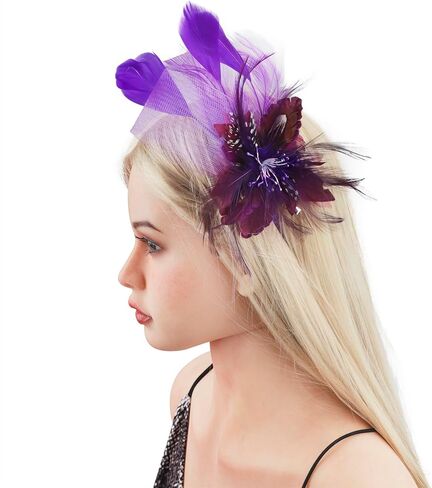 Floral Feather Headwear Organza Clip Fascinators Bride Bridesmaid Headwear Wedding Halloween Party Headband for Women in Saudi Arabia