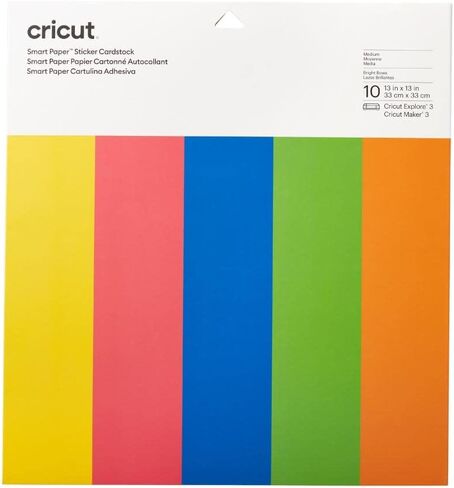 بطاقات لاصقة ورقية ذكية من Cricut - 10 ورقات - 13 بوصة × 13 بوصة - ورق لاصق للملصقات - متوافق مع Cricut Explore 3/Maker 3 - باستيل in Kuwait