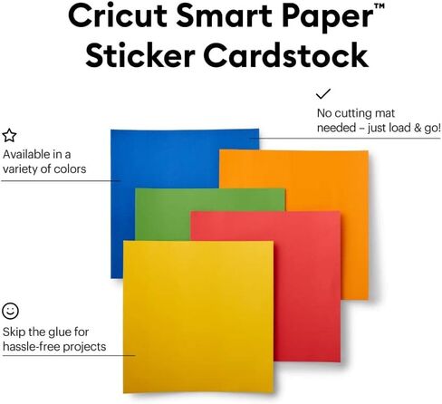 بطاقات لاصقة ورقية ذكية من Cricut - 10 ورقات - 13 بوصة × 13 بوصة - ورق لاصق للملصقات - متوافق مع Cricut Explore 3/Maker 3 - باستيل in Kuwait