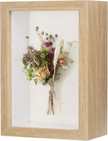 Shadow Box Frame, 4 x 6 Inch Wooden Dried Flower Photo Frame Deep Box Frame Shadow Boxes Display Case for Flower/Tickets/DIY Craft, Display Frame Shadow Box [Natural Color] in Saudi Arabia