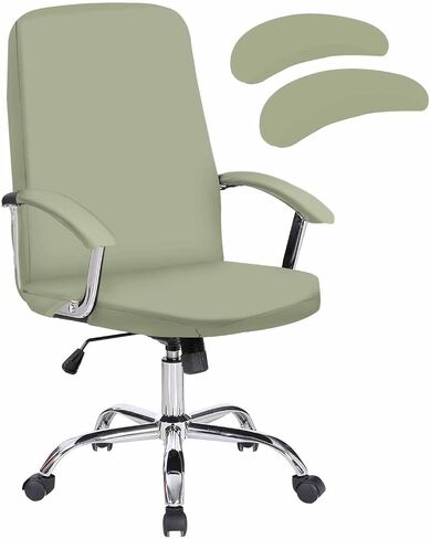 Sage Green Office Chair Cover with Armrest Covers & Zipper, Farmhouse Sage Green Decor Spandex Computer Chair Covers, Universal Rotating Desk Chair Slipcovers Protector, L in Saudi Arabia