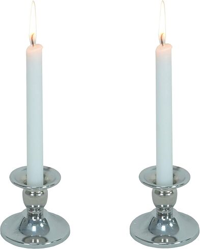مجموعة من 2 حامل شموع فضي، حامل شموع معدني مستدق، حامل شمعدان مزخرف، صينية شموع لمصابيح LED والشمع، ديكور حفلات الزفاف، ديكور المنزل، مخاريط البخور، المنتجعات الصحية in Kuwait