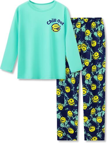 Beezizac Little & Big Boys Pajamas 2-Piece Cool Cozy Long Sleeve & Pants PJ Set Soft Kid Outfits Size 6-18 in Kuwait