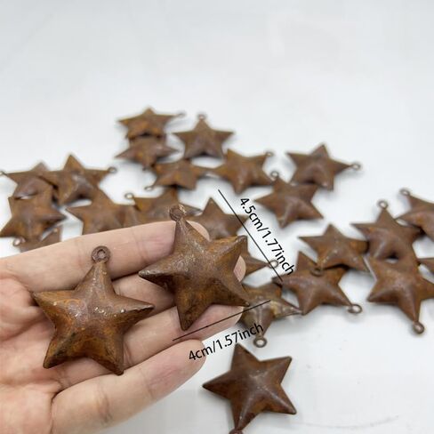 20pcs Rusty Metal Pentagram Bells, Small Rusty Stars Metal Craft Stars for Christmas and Holiday Wreaths Holiday Home Decoration, Rusty Stars Hanging Decoration, Farmhouse Rustic Decoration, in Saudi Arabia