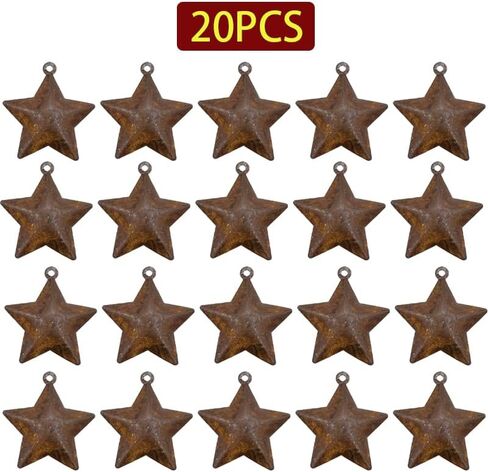 20pcs Rusty Metal Pentagram Bells, Small Rusty Stars Metal Craft Stars for Christmas and Holiday Wreaths Holiday Home Decoration, Rusty Stars Hanging Decoration, Farmhouse Rustic Decoration, in Saudi Arabia
