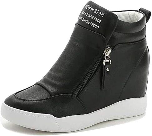 LIURUIJIA Women's Ankle Boots Fashion Wedge Sneakers For Women Dressy High-Top Invisible Heel Casual Black White Red Platform Shoes in Kuwait