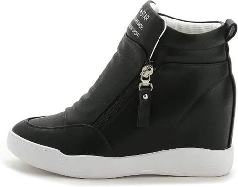 LIURUIJIA Women's Ankle Boots Fashion Wedge Sneakers For Women Dressy High-Top Invisible Heel Casual Black White Red Platform Shoes in Kuwait