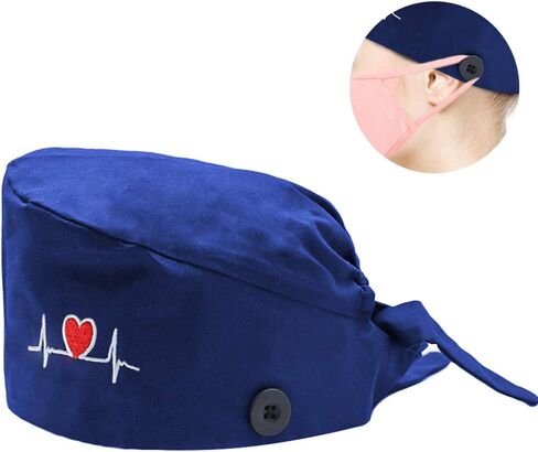 Solid-Color Working Cap with Buttons, Adjustable Cotton Sweatband Hats Tie Back for Women/Men One Size in Saudi Arabia