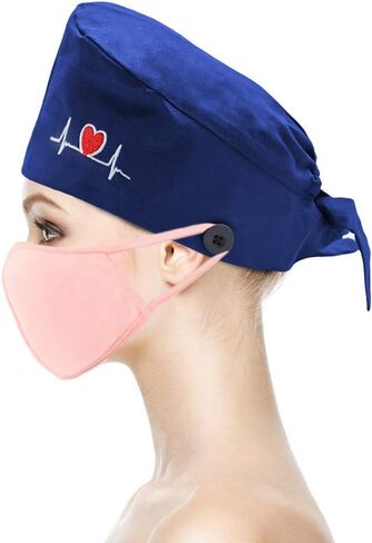 Solid-Color Working Cap with Buttons, Adjustable Cotton Sweatband Hats Tie Back for Women/Men One Size in Saudi Arabia