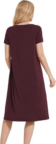 GYS Women's Nightgown Short Sleeve Sleepwear Soft Sleepshirts Comfy Sleep Dress, Viscose Made from Bamboo in Saudi Arabia