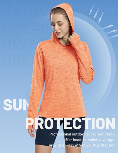 MIER Women's UPF 50+ Sun Protection Hoodie SPF Long Sleeve UV Shirts for Hiking Fishing Running Outdoor, Lightweight in Saudi Arabia