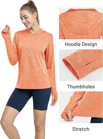 MIER Women's UPF 50+ Sun Protection Hoodie SPF Long Sleeve UV Shirts for Hiking Fishing Running Outdoor, Lightweight in Saudi Arabia