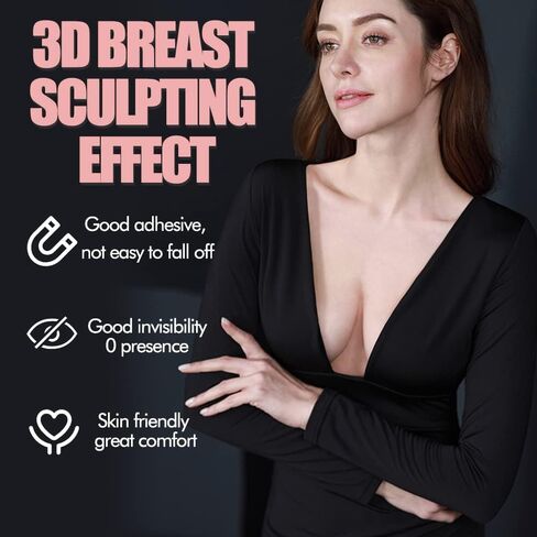 Boobytape for Breast Lift - Reusable Invisible Instant Silicone Nipple Cover Adhesive Sticky Strapless Push Up Bras for Women Boob Tape Nippies Breast Lift Pasties Fit A-D Cups, Can Customize Cut in Saudi Arabia