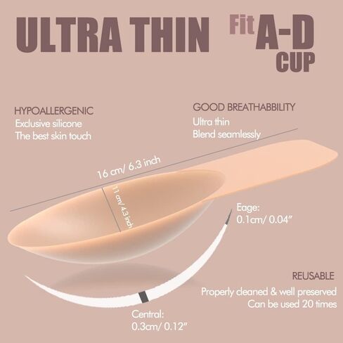 Boobytape for Breast Lift - Reusable Invisible Instant Silicone Nipple Cover Adhesive Sticky Strapless Push Up Bras for Women Boob Tape Nippies Breast Lift Pasties Fit A-D Cups, Can Customize Cut in Saudi Arabia
