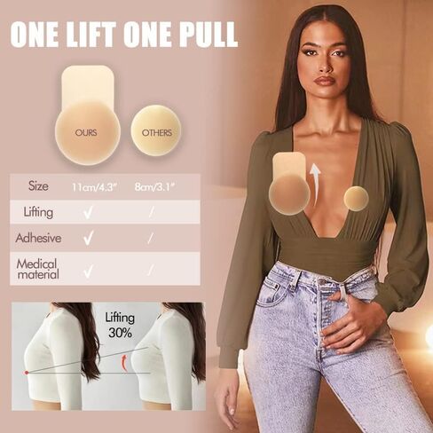 Boobytape for Breast Lift - Reusable Invisible Instant Silicone Nipple Cover Adhesive Sticky Strapless Push Up Bras for Women Boob Tape Nippies Breast Lift Pasties Fit A-D Cups, Can Customize Cut in Saudi Arabia