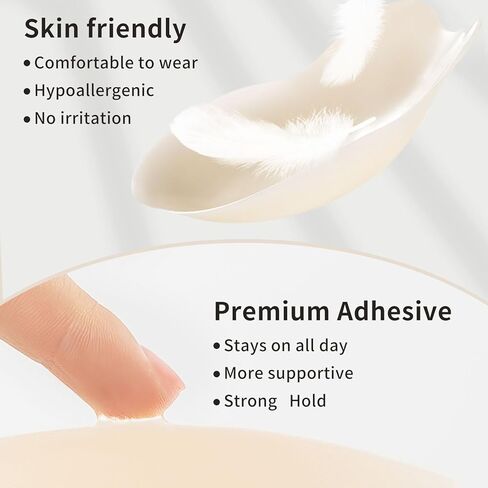 Nipple Covers Lift Sticky Adhesive Bra Silicone Breast Lift Pasties for Strapless Dress Breast Covers Reusable (Large(Fits D+ Cups)) Beige in Kuwait