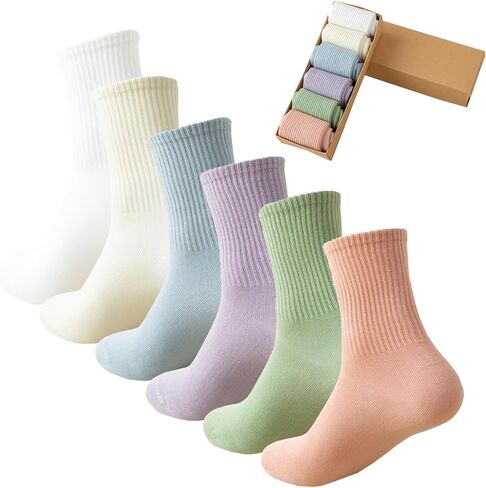 6 Pairs Womens Socks Soft Comfort Breathable Crew Socks Above Ankle Socks All Season Socks for Women in Saudi Arabia