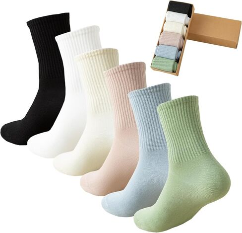 6 Pairs Womens Socks Soft Comfort Breathable Crew Socks Above Ankle Socks All Season Socks for Women in Saudi Arabia