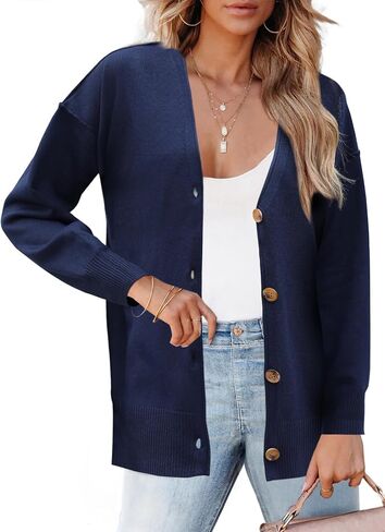 Zeagoo Women's Oversized Button Cardigan Sweaters 2024 Fall Open Front Lightweight Cardigans V Neck Loose Knit Outwear in Saudi Arabia