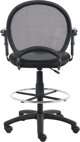 Boss Office Products Mesh Drafting Stool with Adjustable Arms in Black in Saudi Arabia