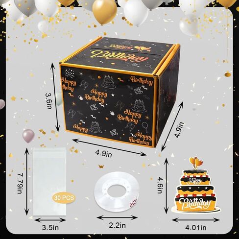 Birthday Money Box for Cash Gift Pull, Birthday Cake Card Box Gold Black Cardboard Card Box Pull Out Money Box Surprise Gift Box Holder for Birthday Baby Shower Party Supplies in Saudi Arabia