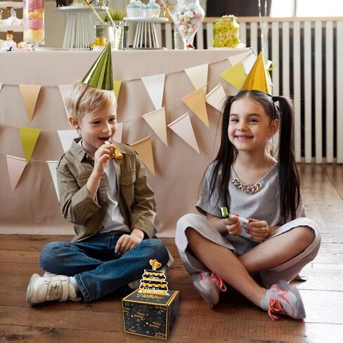 Birthday Money Box for Cash Gift Pull, Birthday Cake Card Box Gold Black Cardboard Card Box Pull Out Money Box Surprise Gift Box Holder for Birthday Baby Shower Party Supplies in Saudi Arabia