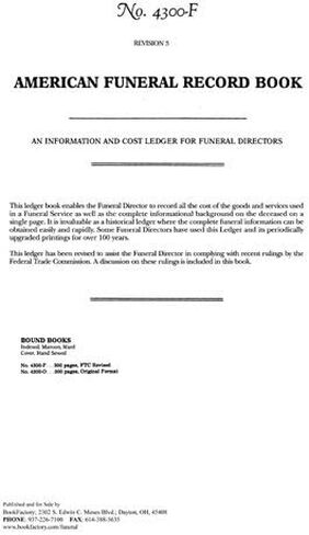 كتاب سجل الجنازة الأمريكية من BookFactory/كتاب سجل الجنازة المنزلي - F.J. Feineman Co. 4300-F الإصدار 336 صفحة قسم الغلاف العنابي مخيط بقوة 8 7/8 بوصة × 13 1/2 بوصة (LOG-336-4300-F-LMT38) in Kuwait