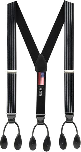 Hold’Em 1 ¼ Fancy Stripes and Solid Suspenders for Men – Y-Back Adjustable Leather Trimmed Button End in Saudi Arabia