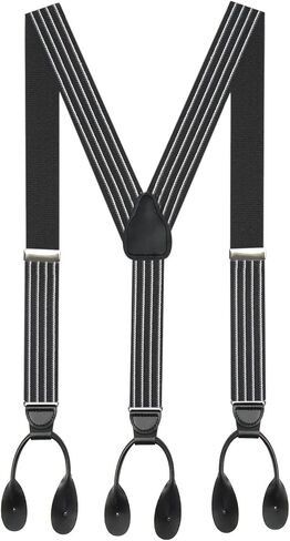 Hold’Em 1 ¼ Fancy Stripes and Solid Suspenders for Men – Y-Back Adjustable Leather Trimmed Button End in Saudi Arabia