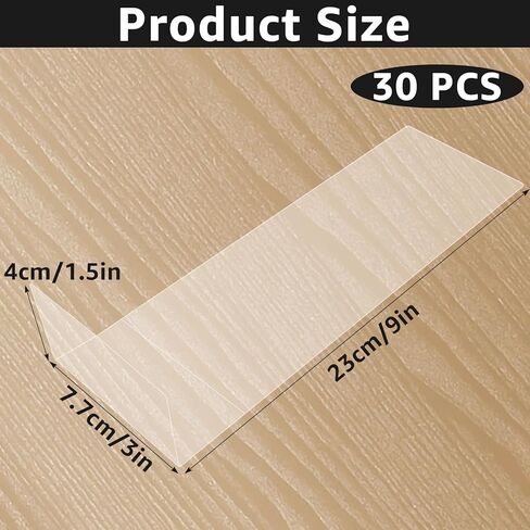30 Pcs Movable Shelf Label Holders, 9"x3"x1.5" Transparent Shelf Tags Holder, PVC Clear Shelf Markers Shelf Label Display Holder for Library, Classroom, Office and Store in Kuwait