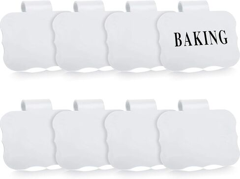 Zonon 8 Pieces Kitchen Clip Label Holders Removable Acrylic Bin Clips with 40 Pieces Pantry Labels Stickers for Storage Baskets (White Square Label Holders and Black Words) in Saudi Arabia