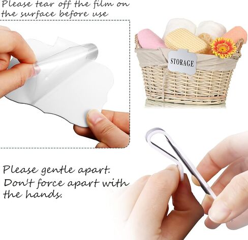 Zonon 8 Pieces Kitchen Clip Label Holders Removable Acrylic Bin Clips with 40 Pieces Pantry Labels Stickers for Storage Baskets (White Square Label Holders and Black Words) in Saudi Arabia