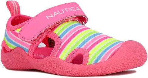 Nautica Kids Protective Water Shoe,Closed-Toe Sport Sandal For Boys and Girls-Kettle Gulf-Neon Stripes Pink Size-6 in Saudi Arabia