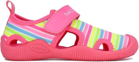 Nautica Kids Protective Water Shoe,Closed-Toe Sport Sandal For Boys and Girls-Kettle Gulf-Neon Stripes Pink Size-6 in Saudi Arabia