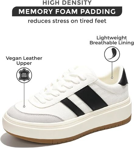 Sneakers for Women - Lace Up Women's Fashion Sneakers Memory Foam Insole Tennis Shoes Womens Sneakers Non Slip Women Footwear Lightweight Platform Shoes Girls' Fashion (Nita) in Saudi Arabia